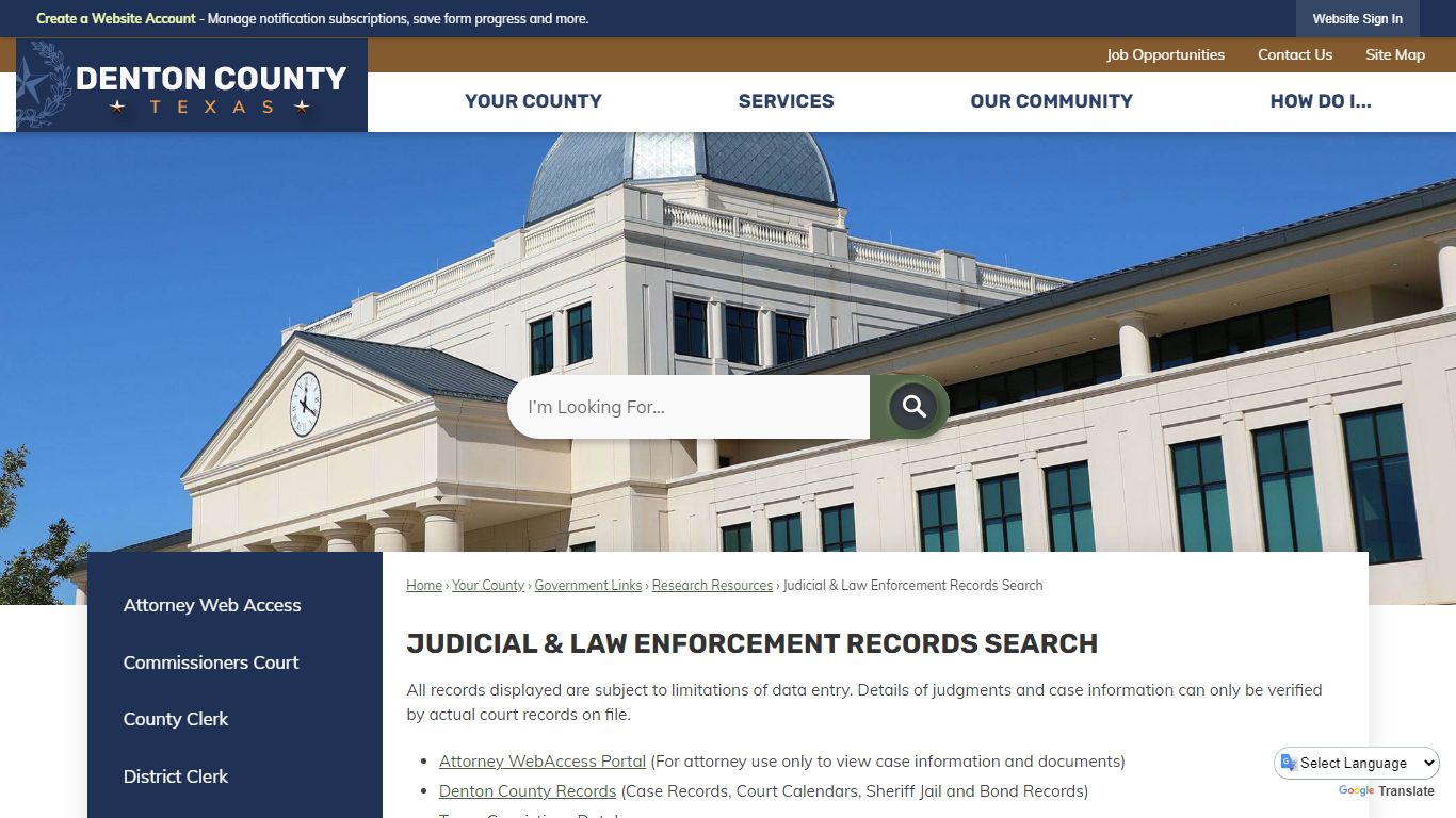 Judicial & Law Enforcement Records Search | Denton County, TX
